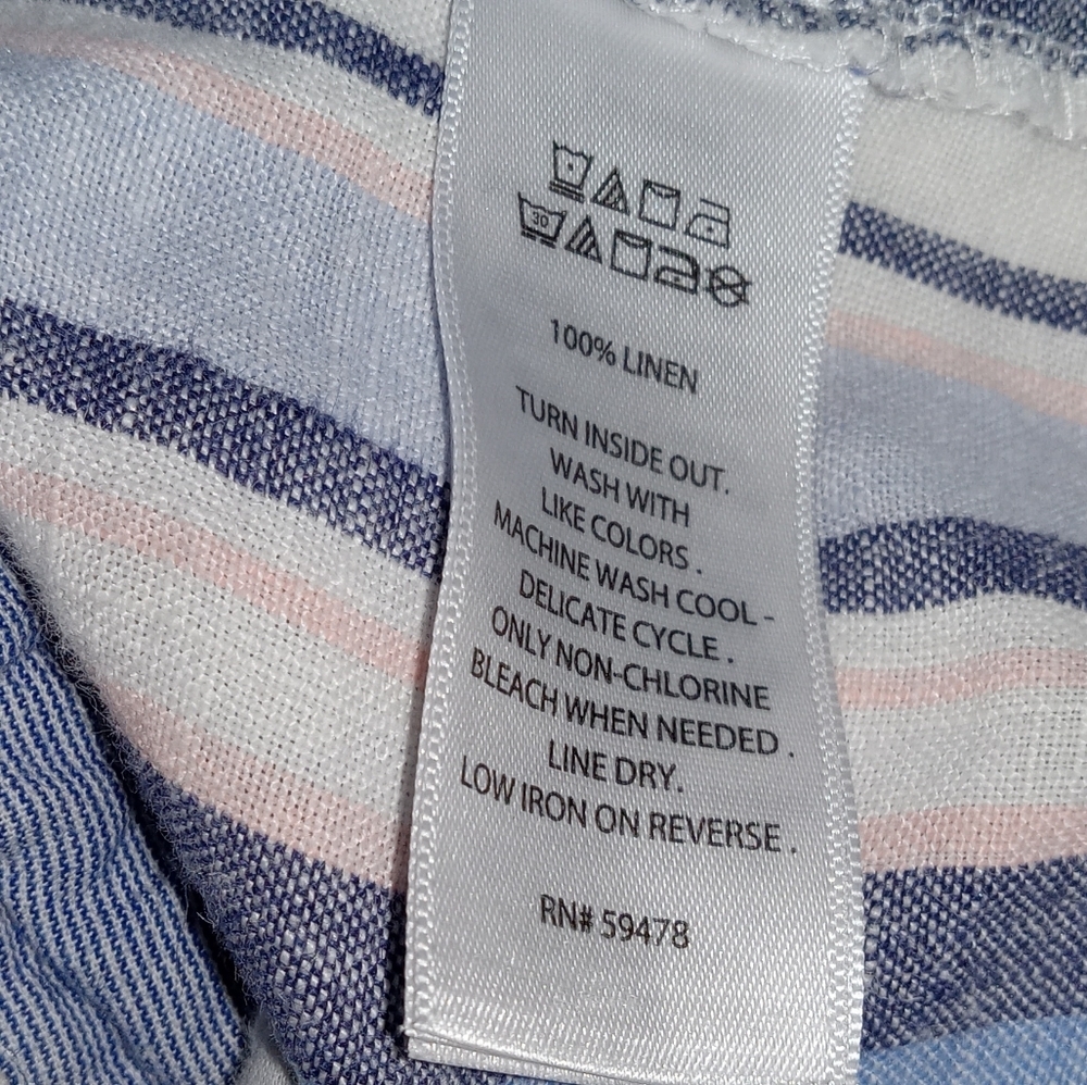 Artisan NY 100% Linen Striped Shorts w/Drawstring Waist size 8 - Picture 4 of 11
